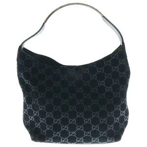 Gucci black suede GG monogram hobo shoulder bag